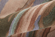 Red Pink And Blue Wool Abstract Tufted Handmade Stain Resistant Area Rug - 4' x 6'