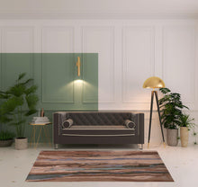 Red Pink And Blue Wool Abstract Tufted Handmade Stain Resistant Area Rug - 4' x 6'