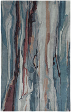 Red Pink And Blue Wool Abstract Tufted Handmade Stain Resistant Area Rug - 4' x 6'