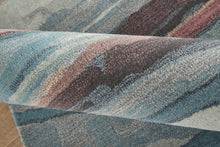 Red Pink And Blue Wool Abstract Tufted Handmade Stain Resistant Area Rug - 4' x 6'