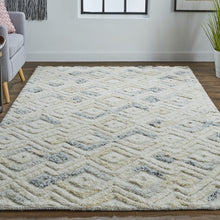 Gray And Ivory Wool Geometric Tufted Handmade Area Rug - 4' x 6'