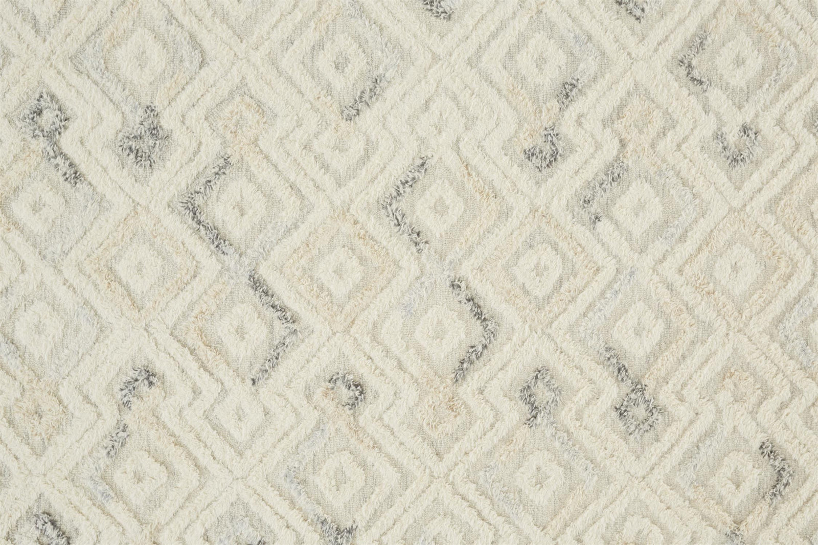Gray And Ivory Wool Geometric Tufted Handmade Area Rug - 4' x 6'