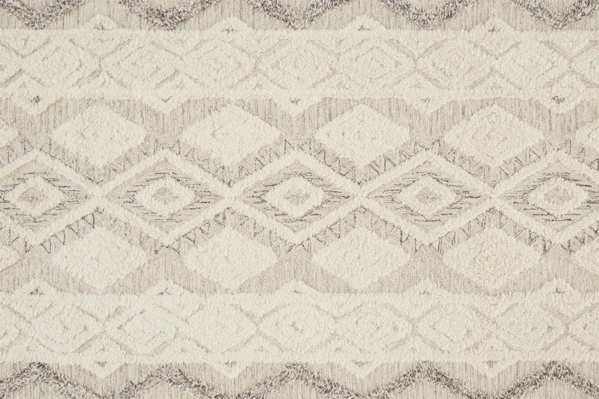 4' X 6' Ivory Taupe And Gray Wool Geometric Tufted Handmade Stain Resistant Area Rug