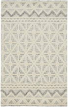 4' X 6' Ivory And Black Wool Geometric Tufted Handmade Stain Resistant Area Rug