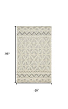 4' X 6' Ivory And Black Wool Geometric Tufted Handmade Stain Resistant Area Rug