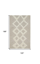 Gray And Ivory Wool Geometric Tufted Handmade Stain Resistant Area Rug - 4' X 6'
