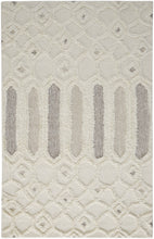 Ivory Taupe And Tan Wool Geometric Tufted Handmade Stain Resistant Area Rug - 4' x 6'