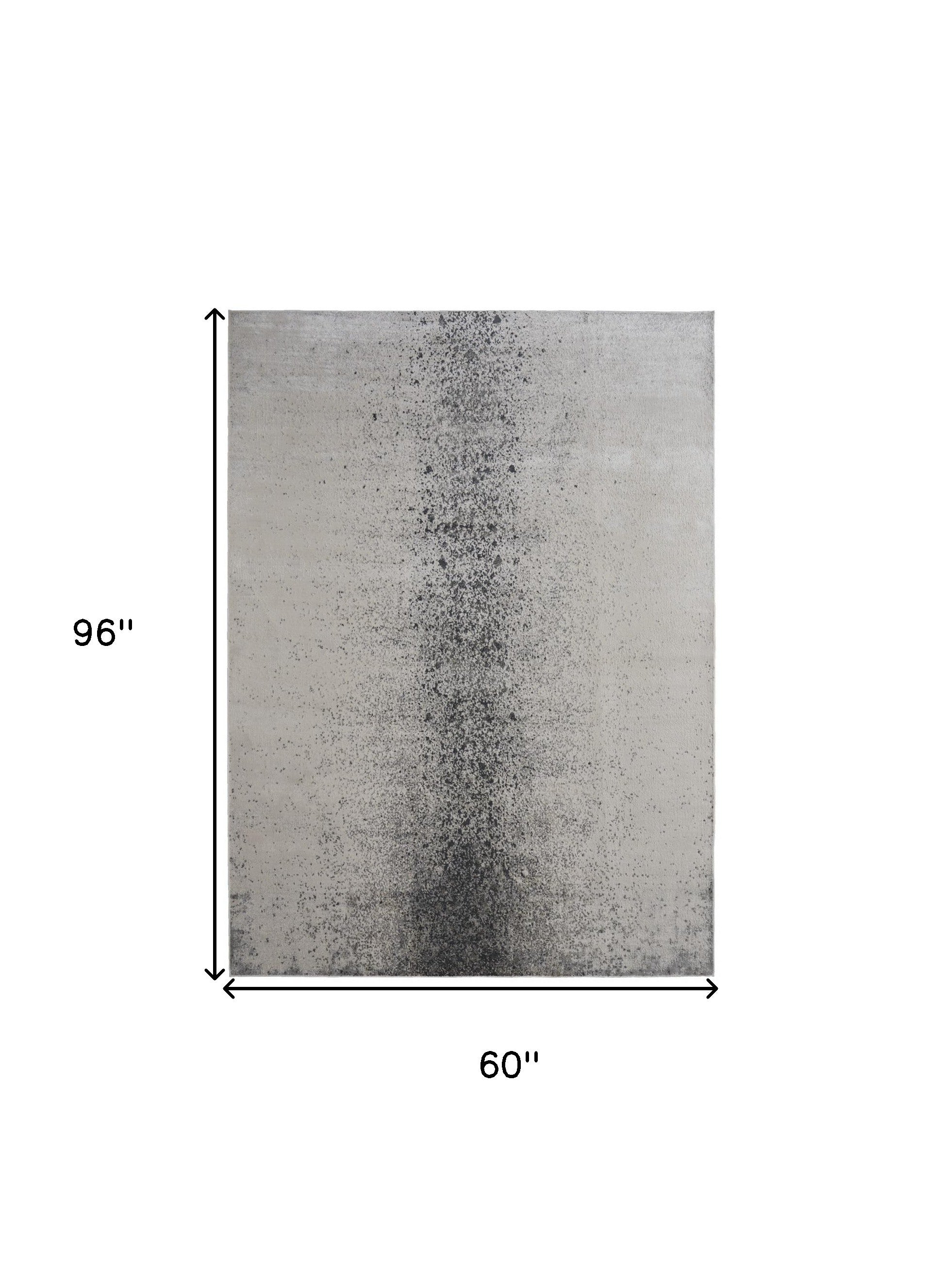 4' X 6' Ivory And Blue Abstract Power Loom Area Rug