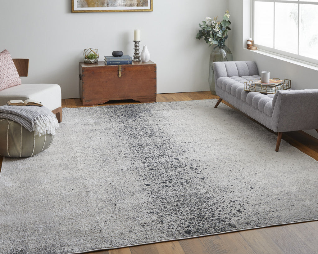 4' X 6' Ivory And Blue Abstract Power Loom Area Rug