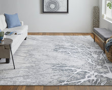 4' X 6' Gray Silver And Ivory Abstract Power Loom Area Rug
