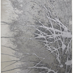 4' X 6' Gray Silver And Ivory Abstract Power Loom Area Rug