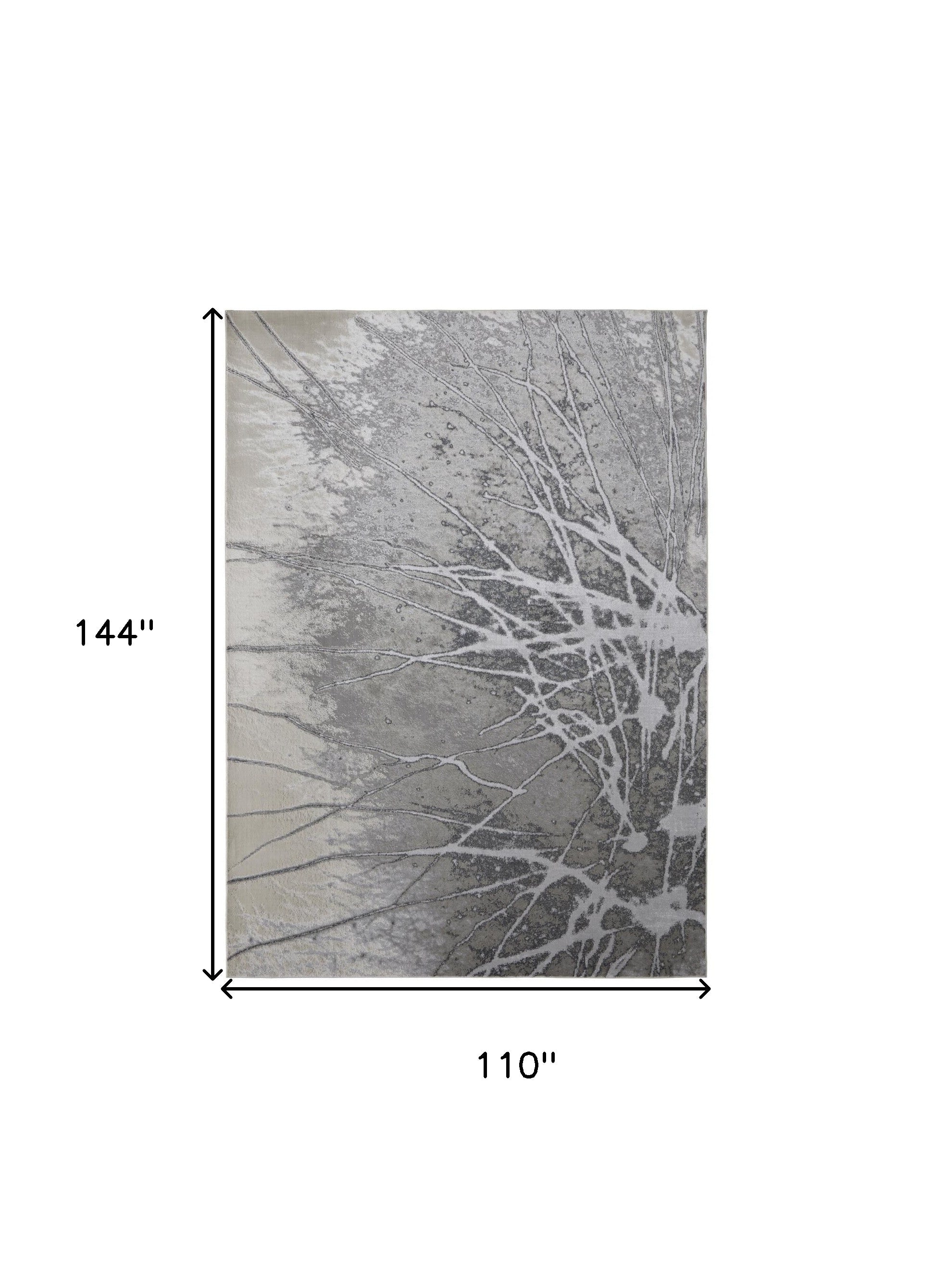 4' X 6' Gray Silver And Ivory Abstract Power Loom Area Rug