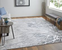 4' X 6' Gray Silver And Ivory Abstract Power Loom Area Rug
