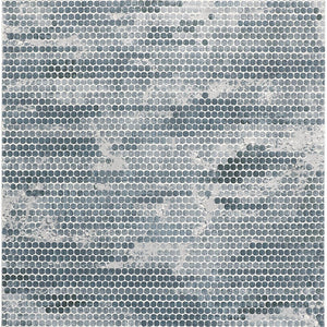 3' X 5' Blue And Gray Polka Dots Distressed Stain Resistant Area Rug