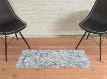 3' X 5' Blue Gray And Ivory Abstract Distressed Stain Resistant Area Rug