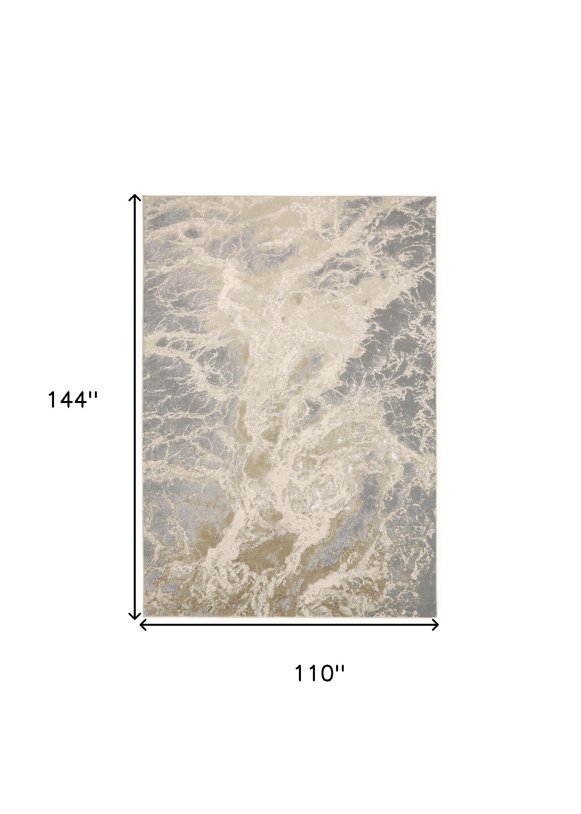 4' X 6' Ivory Silver And Gold Abstract Area Rug