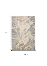 4' X 6' Ivory Silver And Gold Abstract Area Rug