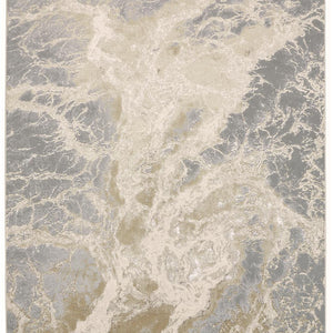 4' X 6' Ivory Silver And Gold Abstract Area Rug