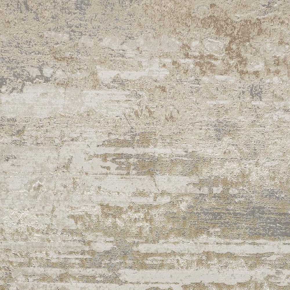 Ivory Gold And Gray Abstract Area Rug - 4' x 6'