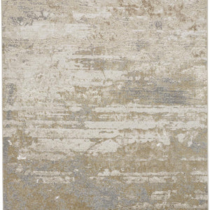 Ivory Gold And Gray Abstract Area Rug - 4' x 6'