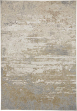 Ivory Gold And Gray Abstract Area Rug - 4' x 6'
