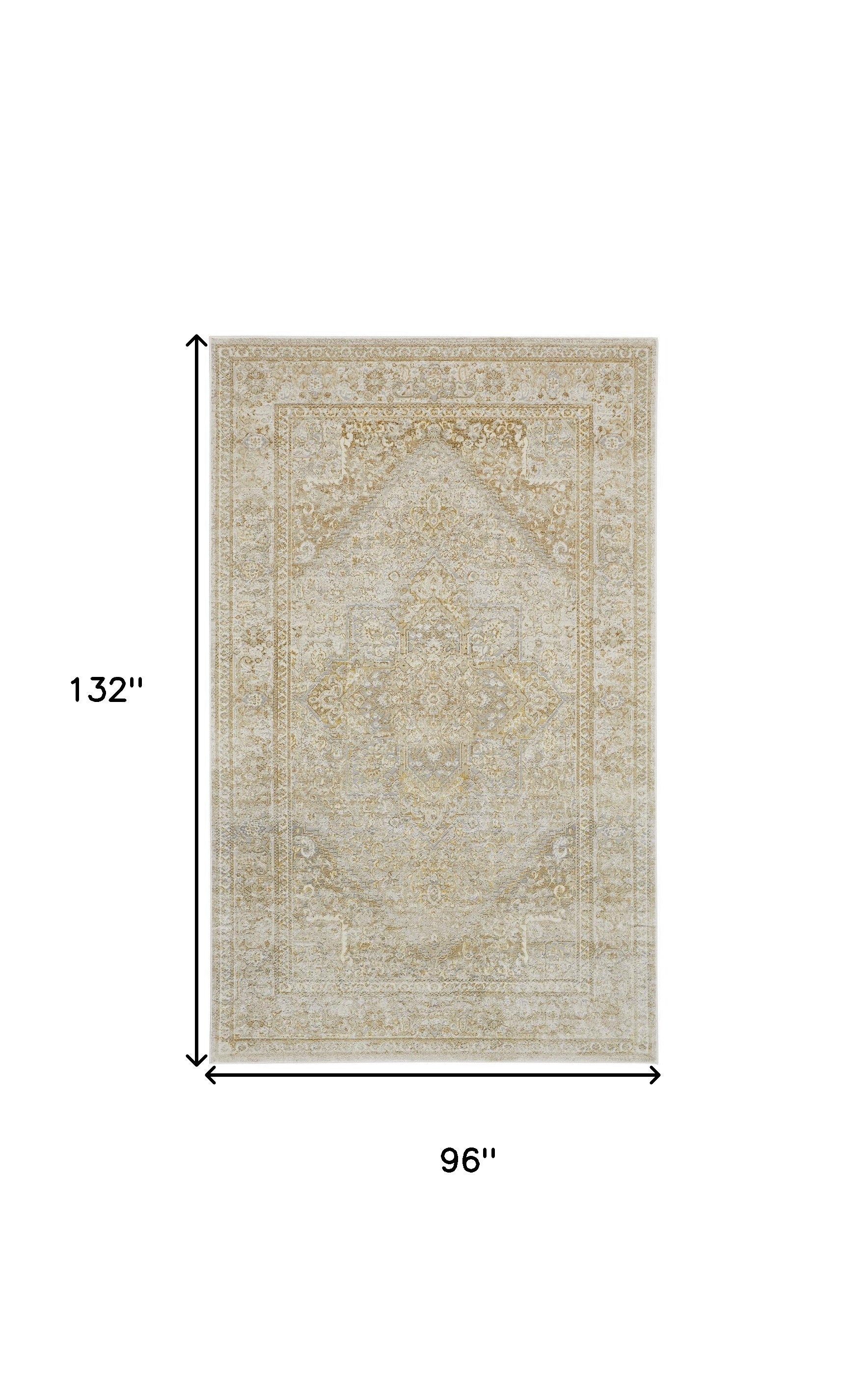 4' X 6' Ivory And Gold Floral Area Rug