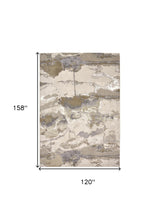 4' X 6' Gray Ivory And Gold Abstract Area Rug