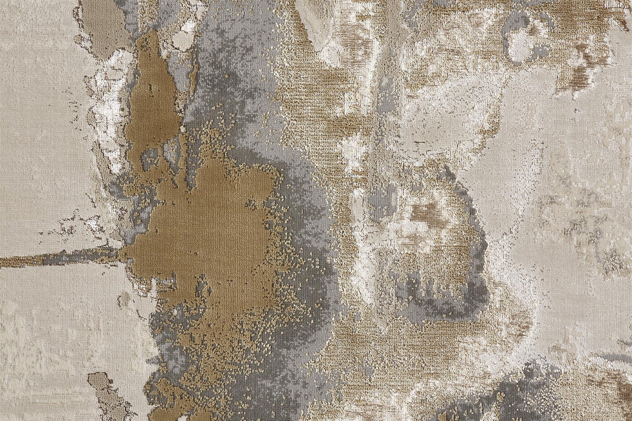 4' X 6' Gray Ivory And Gold Abstract Area Rug