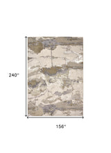 4' X 6' Gray Ivory And Gold Abstract Area Rug