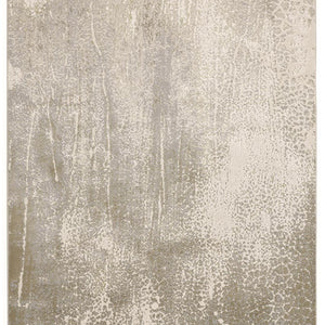 4' X 6' Ivory Gray And Gold Abstract Area Rug