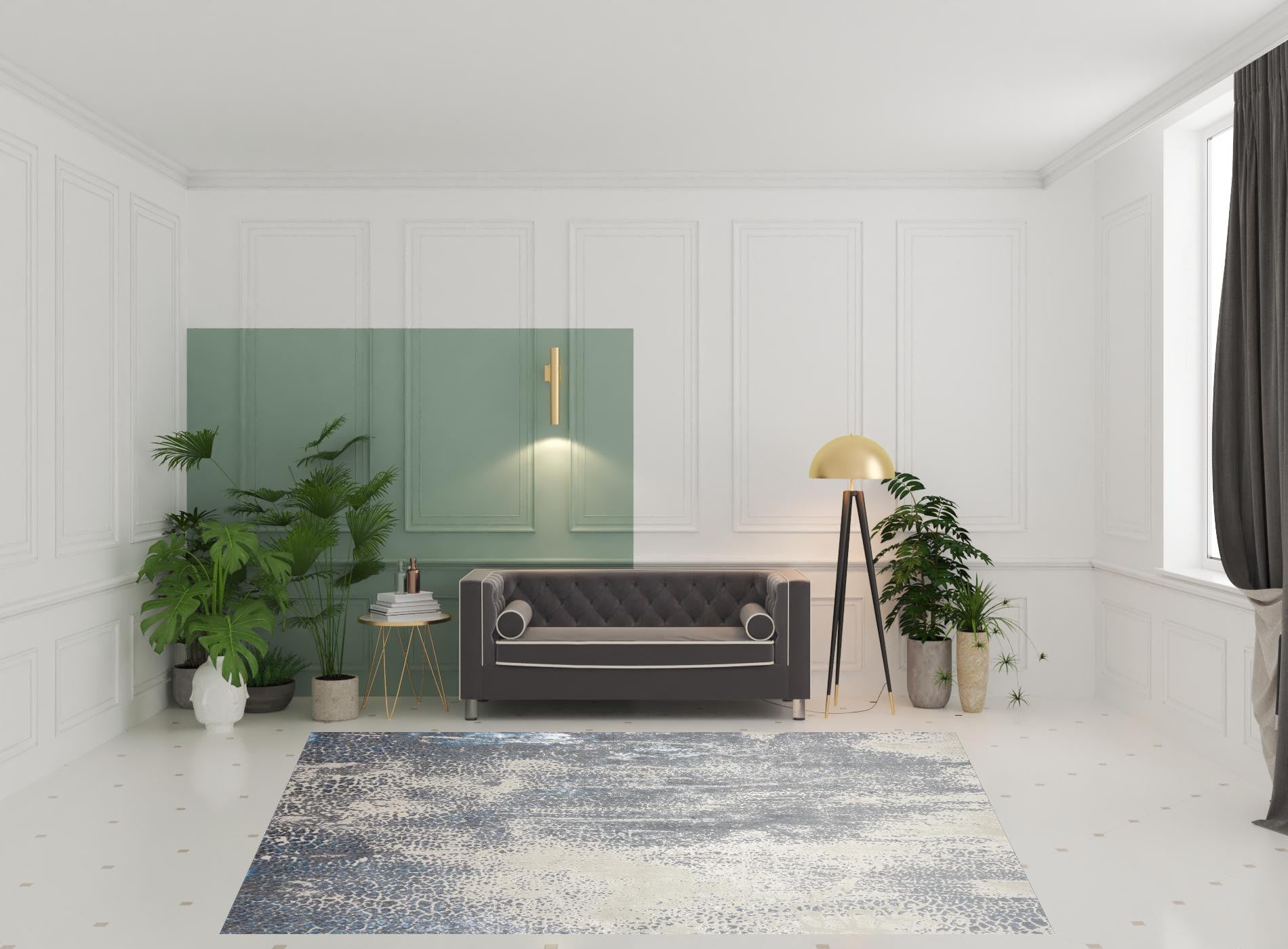 4' X 6' Gray Blue And Ivory Abstract Area Rug