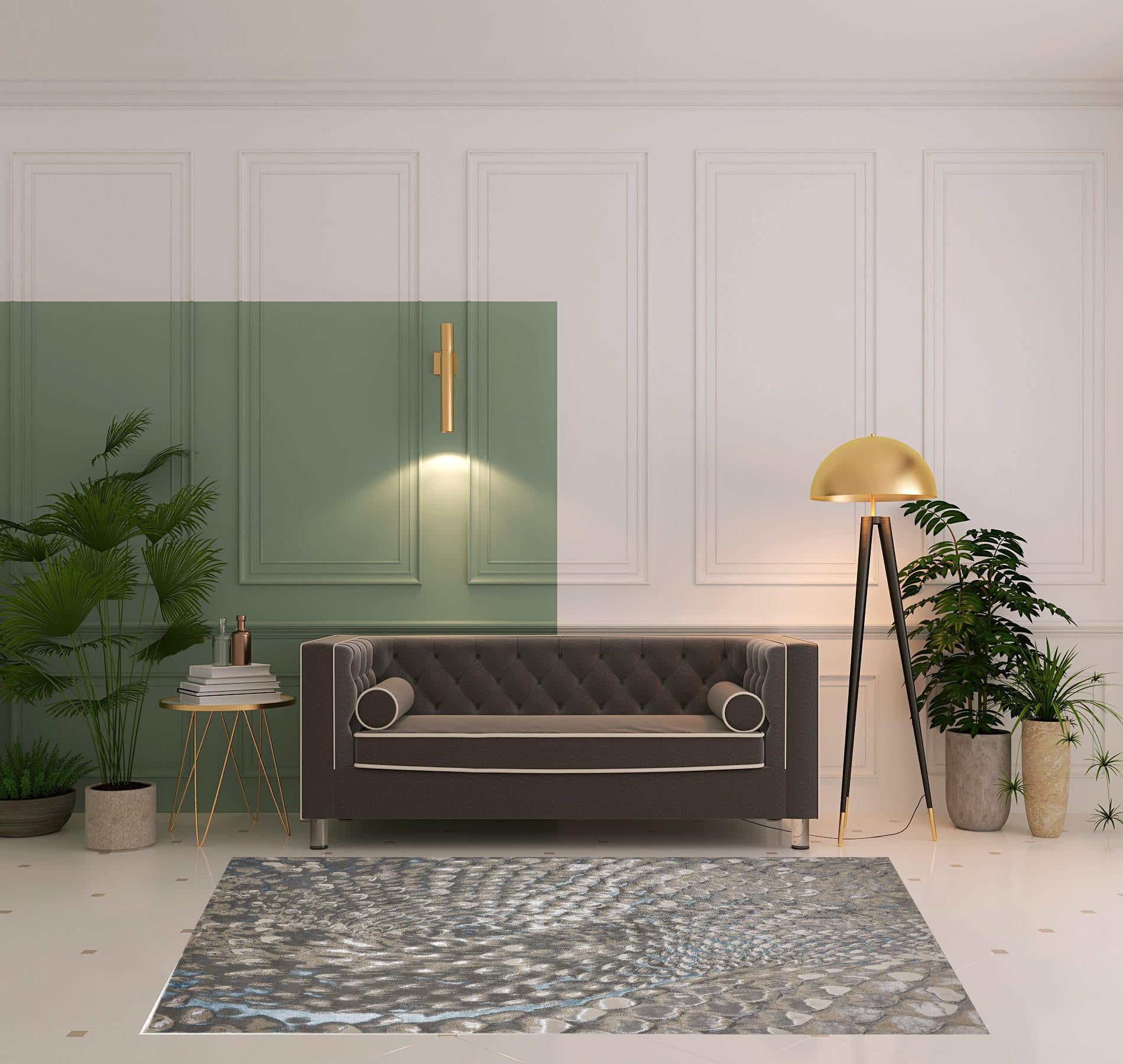 4' X 6' Blue Silver And Gray Geometric Area Rug