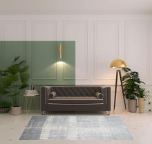 4' X 6' White Gray And Blue Abstract Area Rug