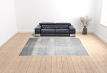 4' X 6' White Gray And Blue Abstract Area Rug