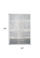 4' X 6' White Gray And Blue Abstract Area Rug