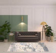 4' X 6' Ivory Gray And Blue Abstract Area Rug