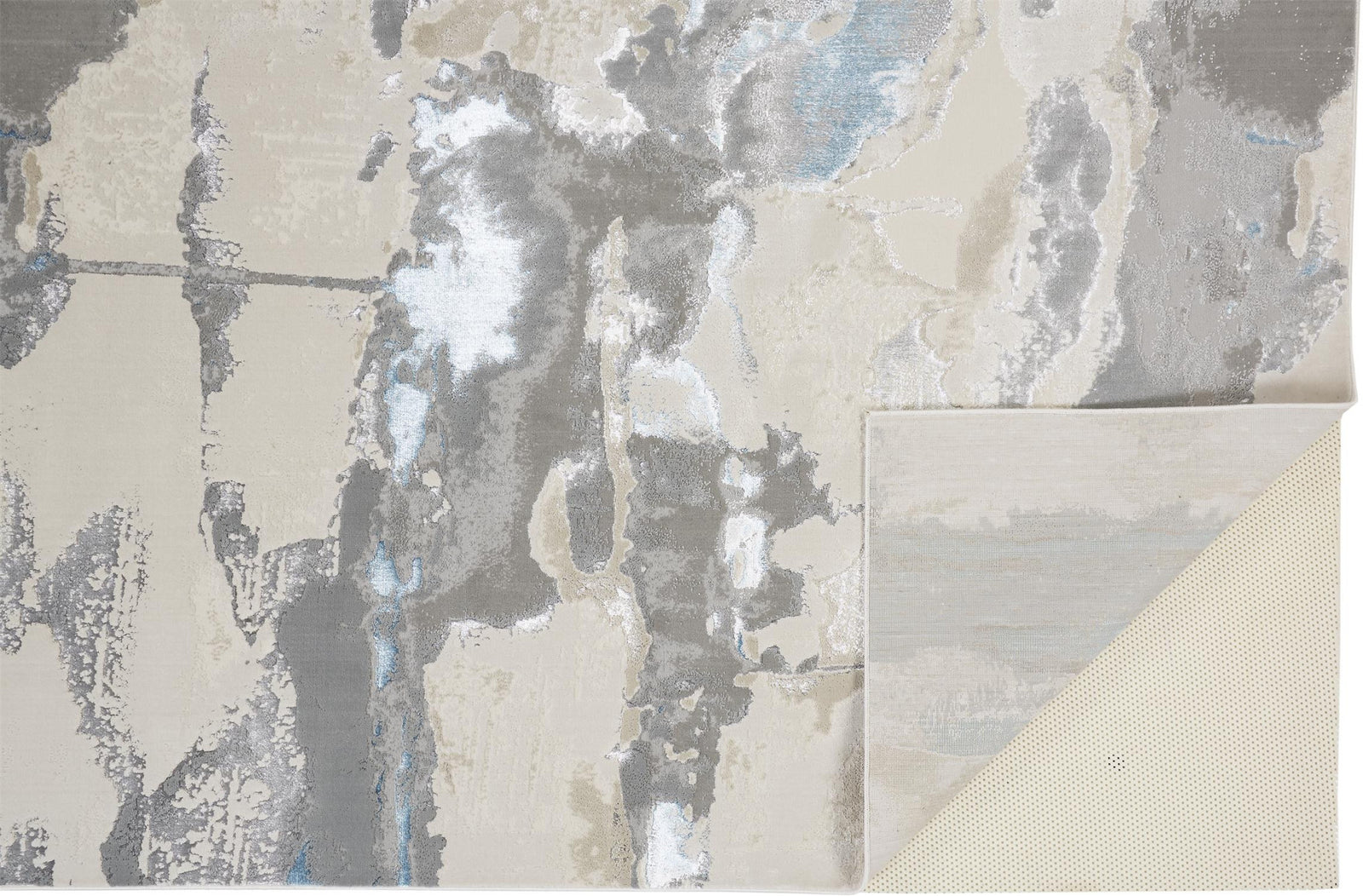 4' X 6' Ivory Gray And Blue Abstract Area Rug