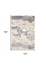 4' X 6' Ivory Gray And Blue Abstract Area Rug