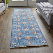 4' X 6' Blue And Red Wool Floral Hand Knotted Stain Resistant Area Rug