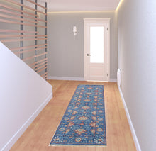 4' X 6' Blue And Red Wool Floral Hand Knotted Stain Resistant Area Rug