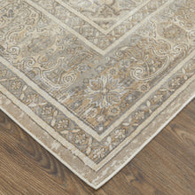 4' X 6' Brown Ivory And Tan Floral Power Loom Distressed Area Rug