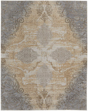 Silver Tan And Gray Floral Power Loom Area Rug - 4' x 6'