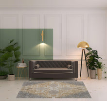 Silver Tan And Gray Floral Power Loom Area Rug - 4' x 6'