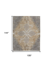 Silver Tan And Gray Floral Power Loom Area Rug - 4' x 6'