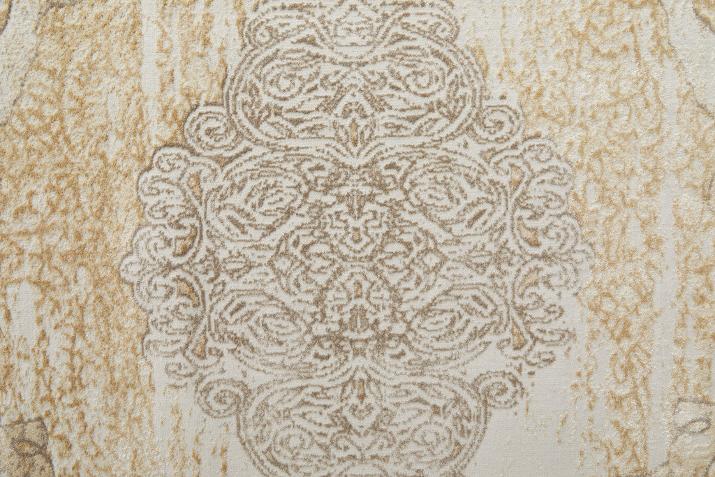 Silver Tan And Gray Floral Power Loom Area Rug - 4' x 6'