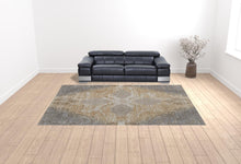 Silver Tan And Gray Floral Power Loom Area Rug - 4' x 6'