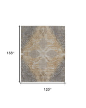 Silver Tan And Gray Floral Power Loom Area Rug - 4' x 6'