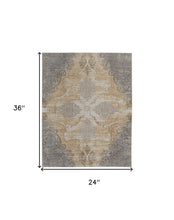 Silver Tan And Gray Floral Power Loom Area Rug - 4' x 6'