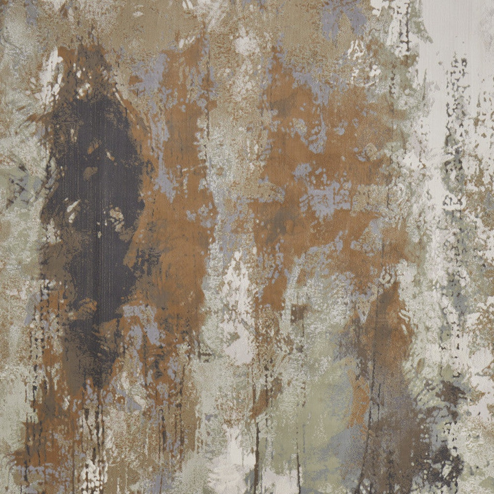 10' X 13' Blue Orange And Ivory Abstract Power Loom Area Rug