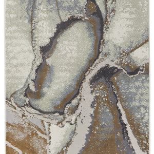 8' Gray And Brown Abstract Power Loom Runner Rug